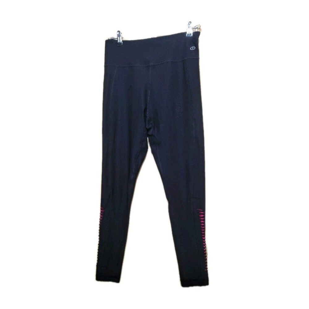 Spalding Womens Gym Slit Ankle Leggings Medium Black Pink